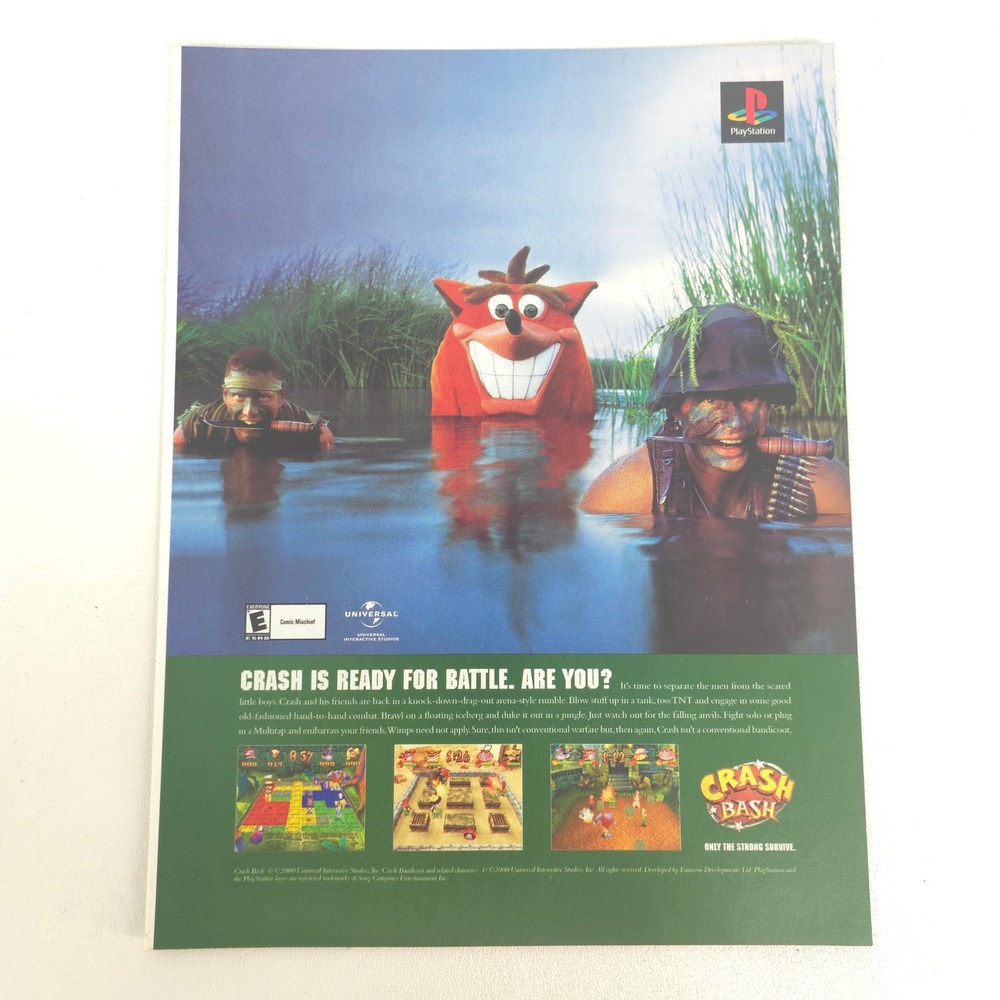 Crash Bash PlayStation PS1 Bandicoot 2002 Vintage Magazine Print Ad Promo Decor